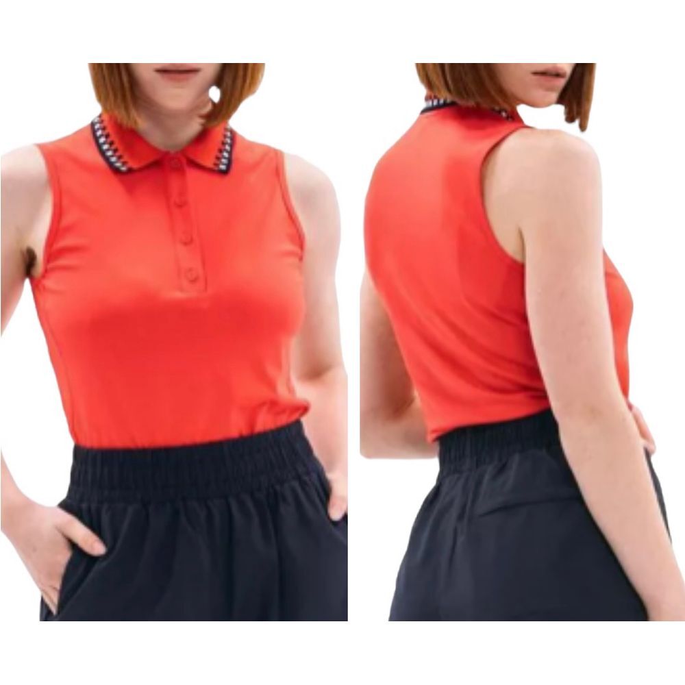 Foray Golf NWT‎ Check Collar Light Pique Red Sleeveless Golf Polo Shirt Medium